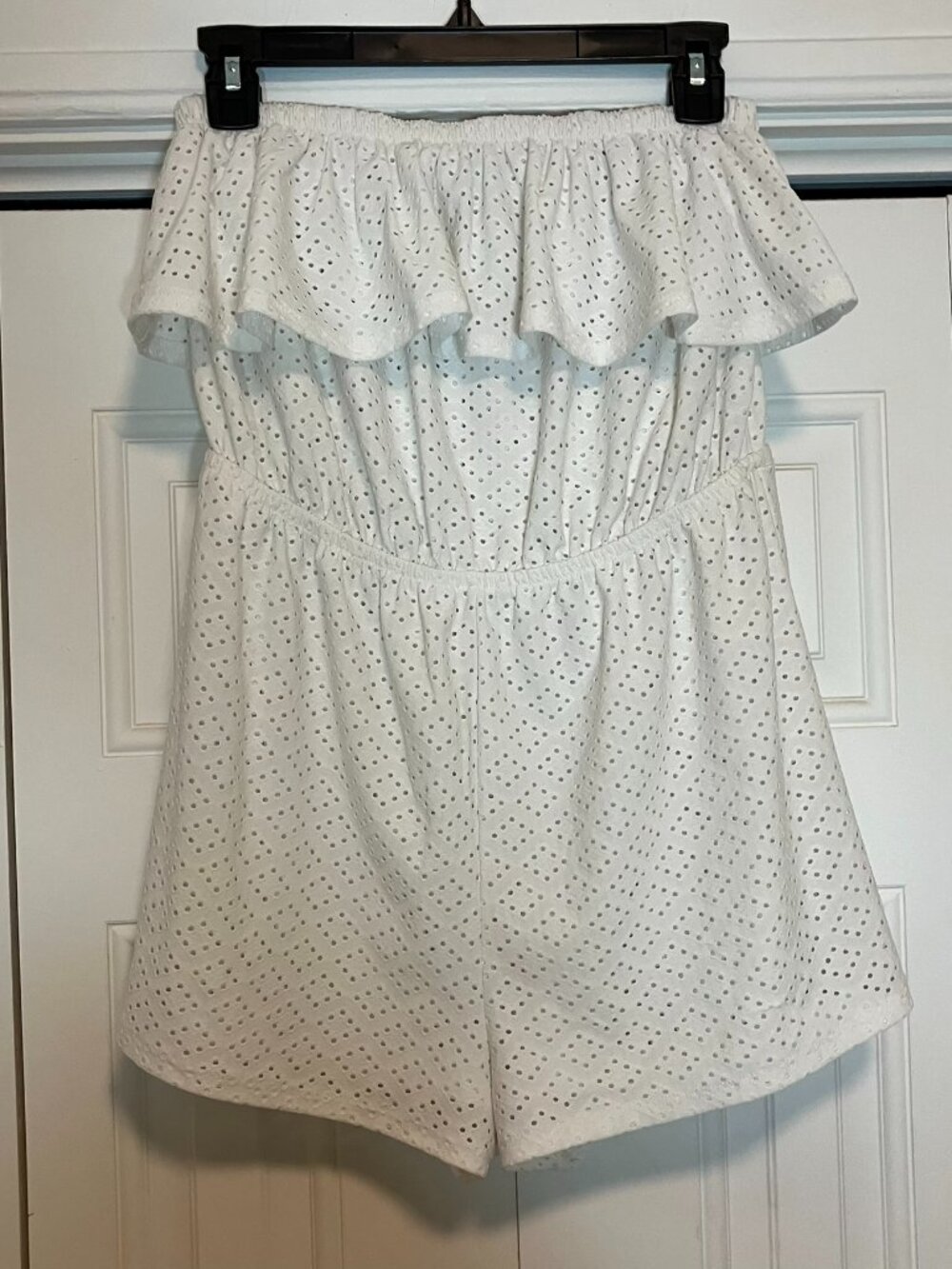 New Look Strapless White Eyelet Romper Size M